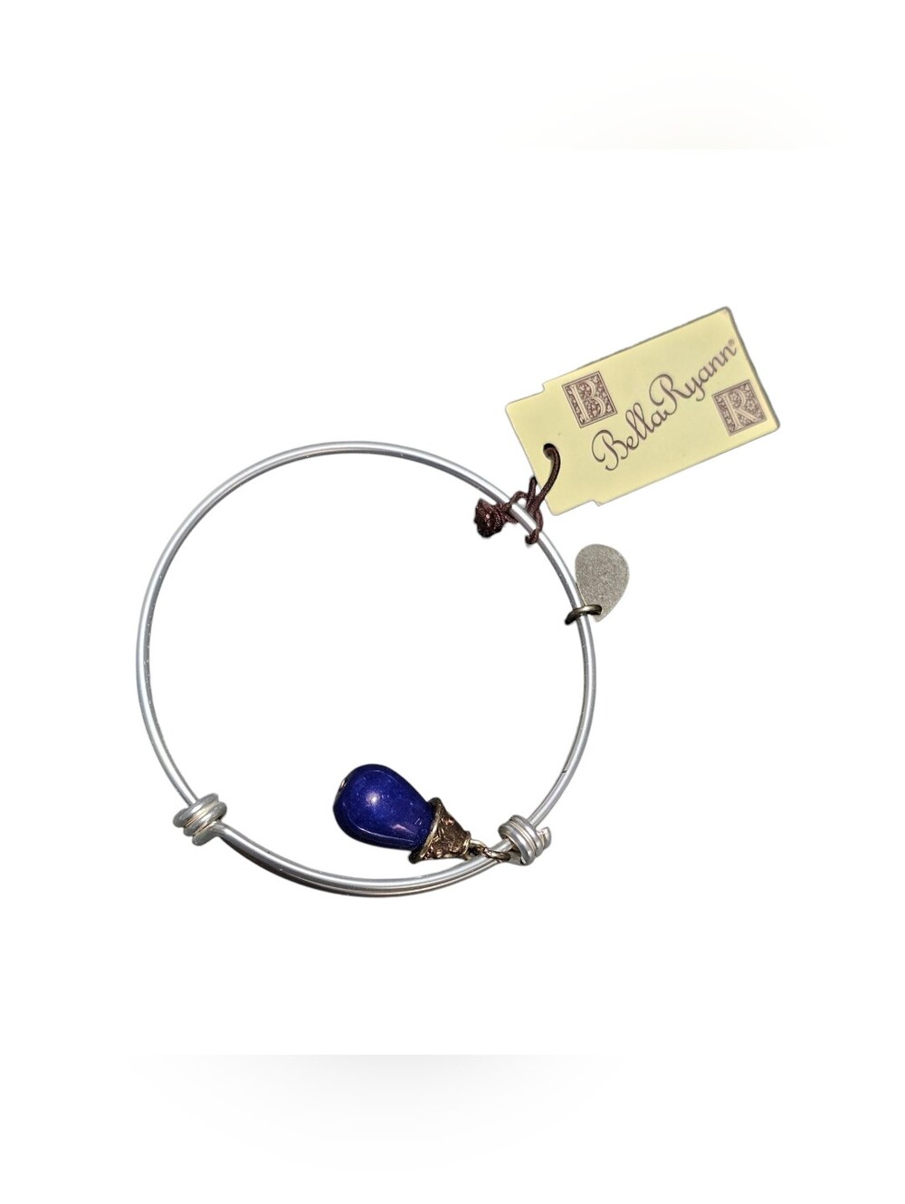 Bella Ryann Silver Plated Expandable Bangle Bracelet Blue Dangle Charm NWT - Picture 5 of 6